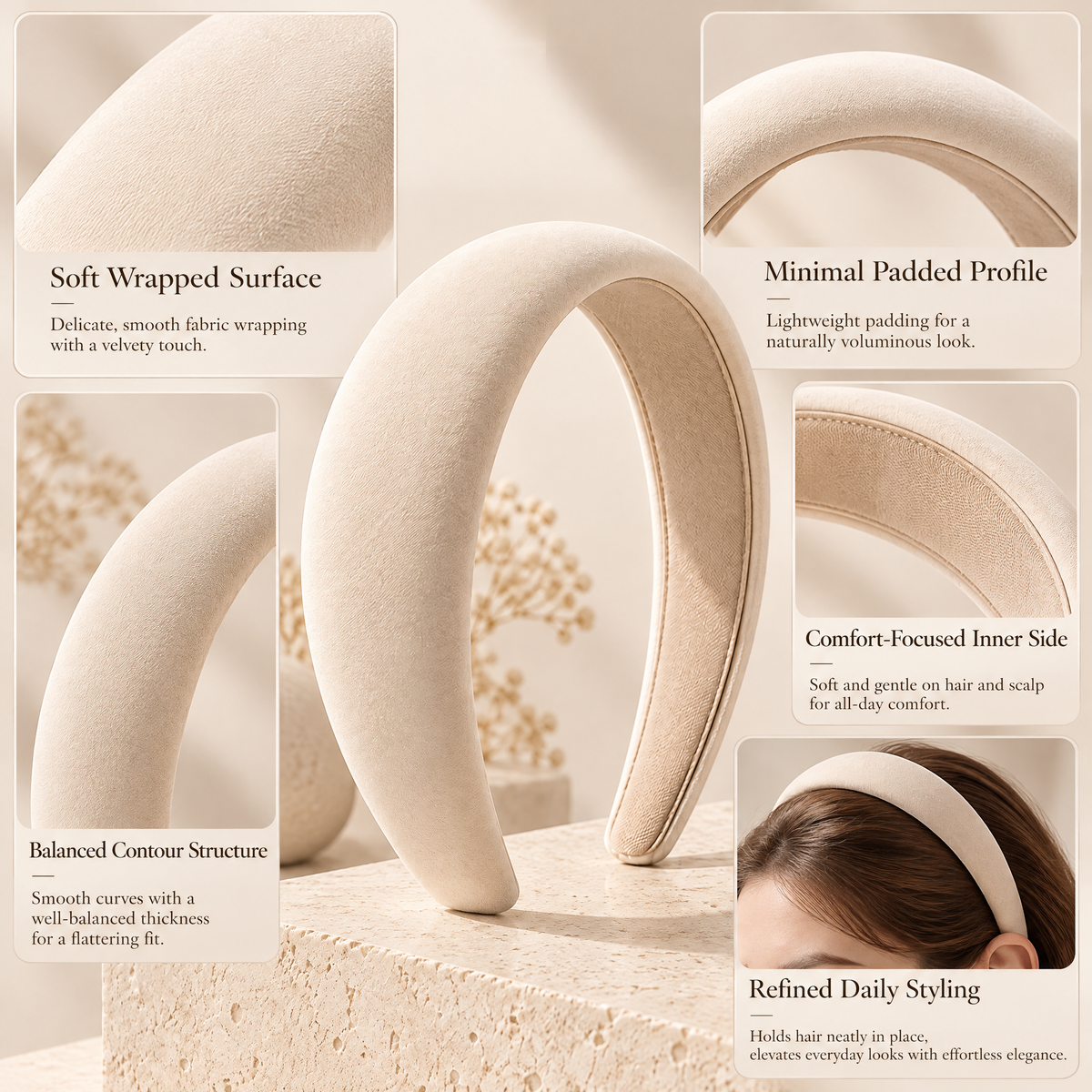 Meraldor™ Ivory Padded Headband