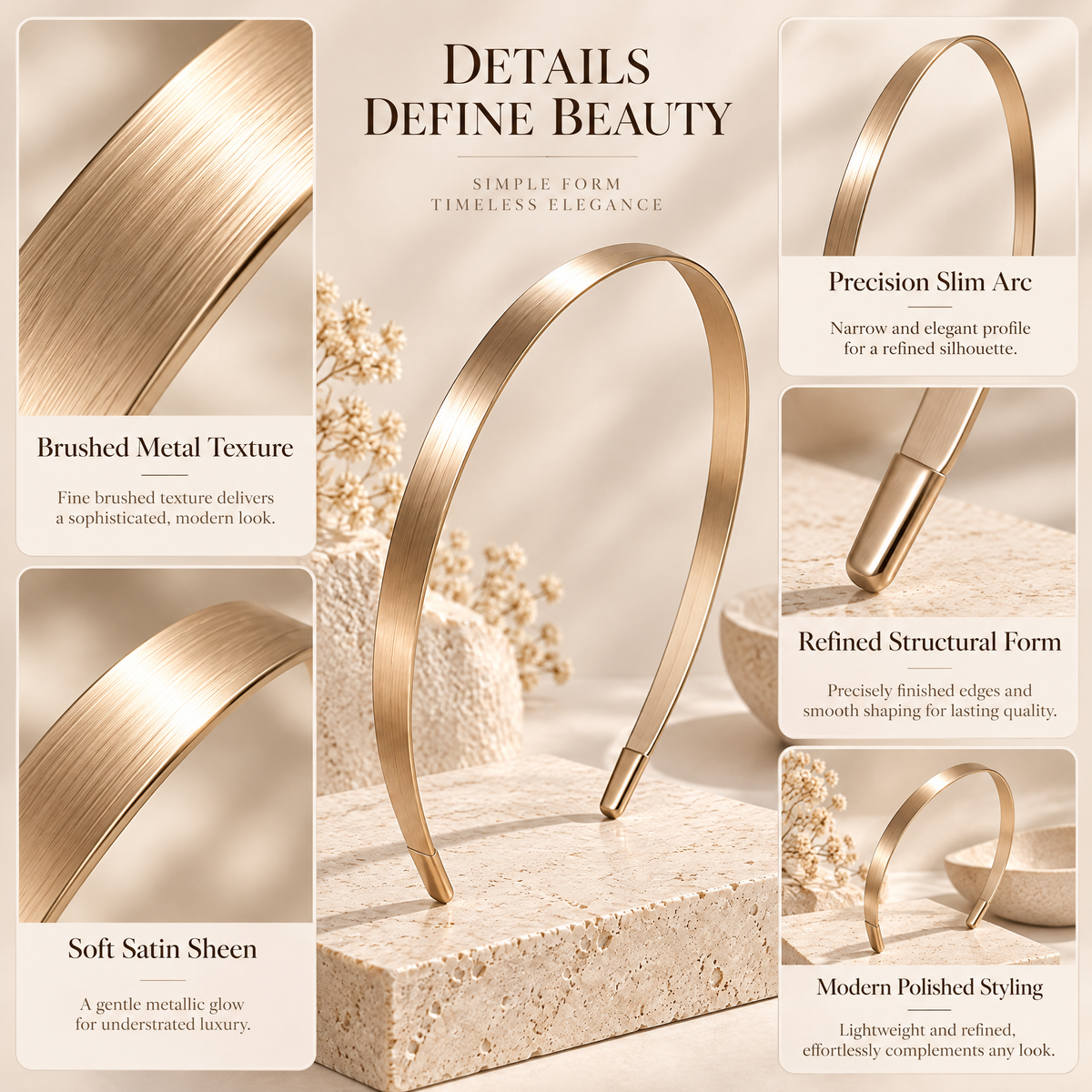 Meraldor™ Slim Gold-Tone Headband
