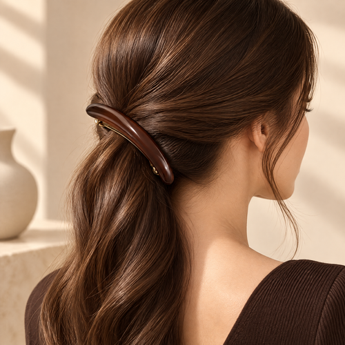 Meraldor™ Chocolate Brown Curved Barrette