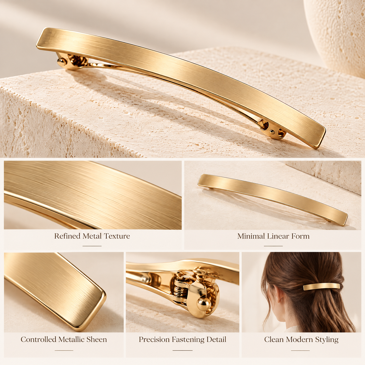Meraldor™ Gold-Tone Slim Barrette