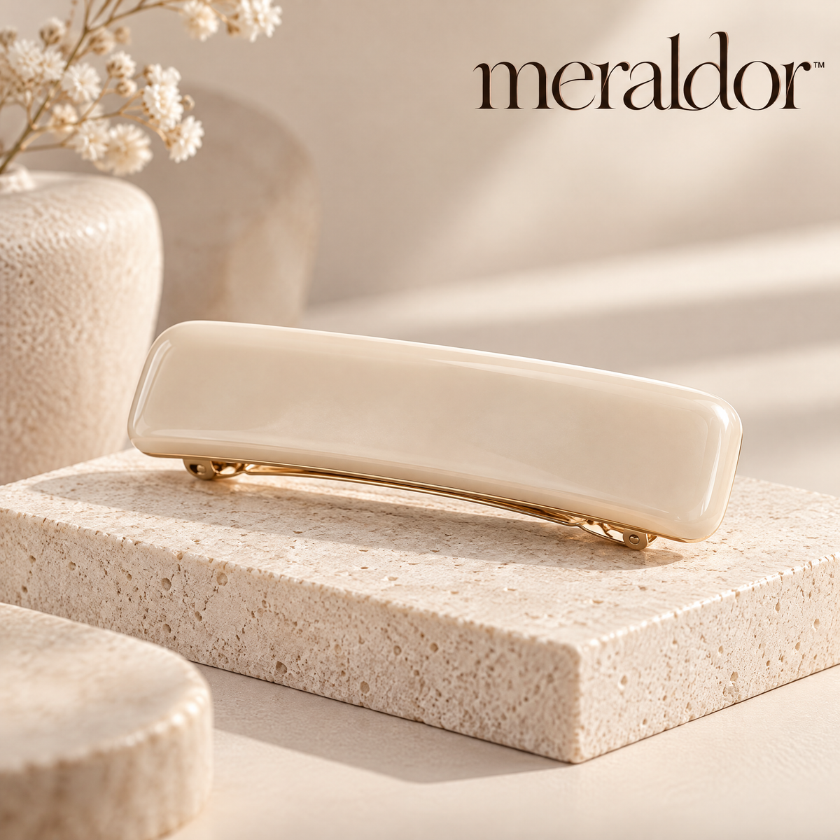 Meraldor™ Ivory Rectangular Barrette