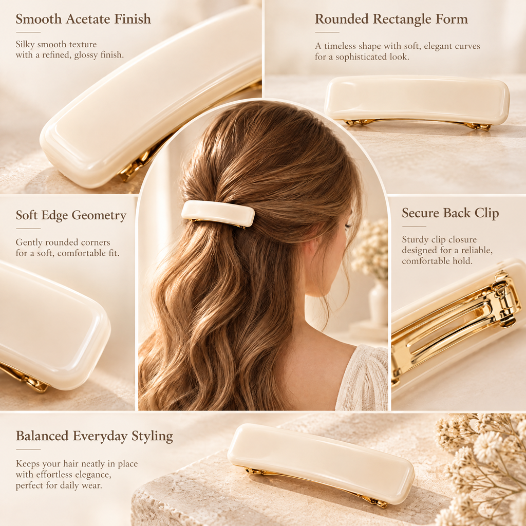 Meraldor™ Ivory Rectangular Barrette