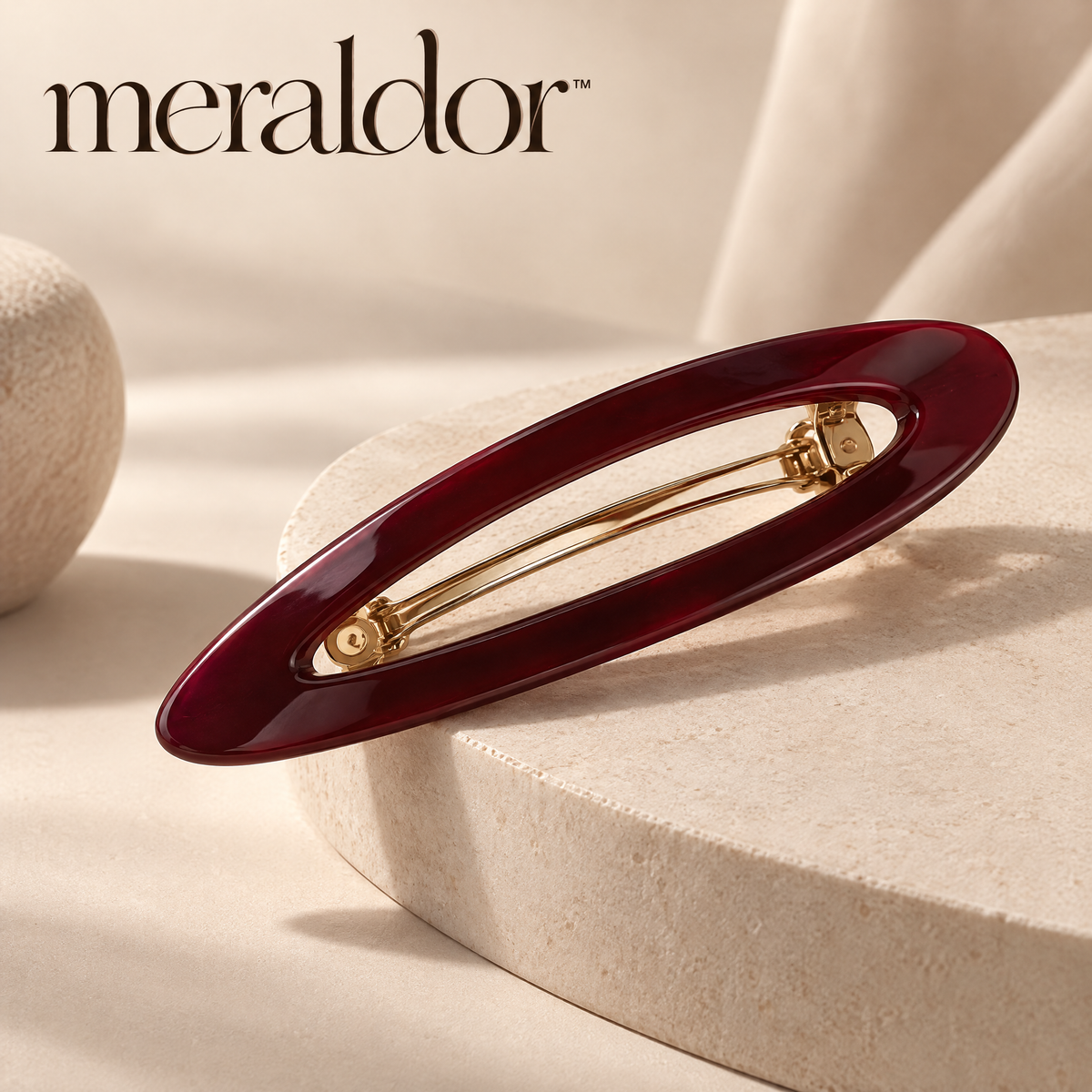 Meraldor™ Burgundy Open Oval Barrette