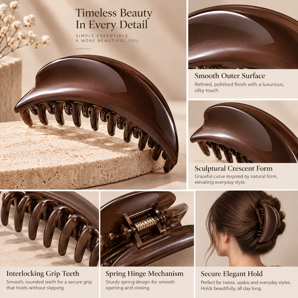 Meraldor™ Chocolate Brown Curved Claw Clip