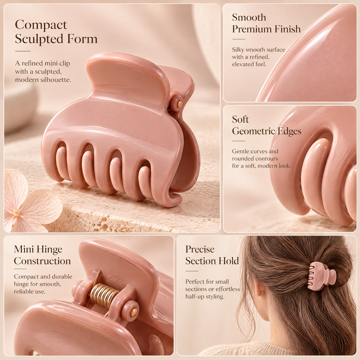 Meraldor™ Blush Pink Mini Claw Clip